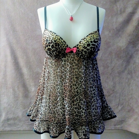 True Desire Other - True Desire babydoll animal print lingerie size M